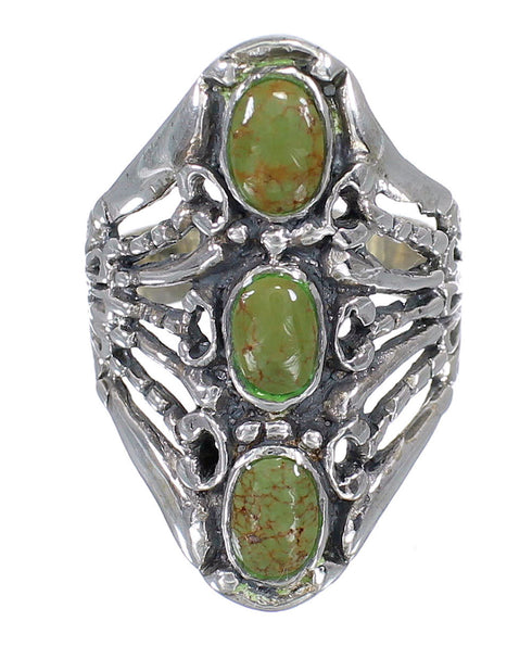 Southwest Turquoise And Genuine Sterling Silver Jewelry Ring Size 7-1/2 VX62468